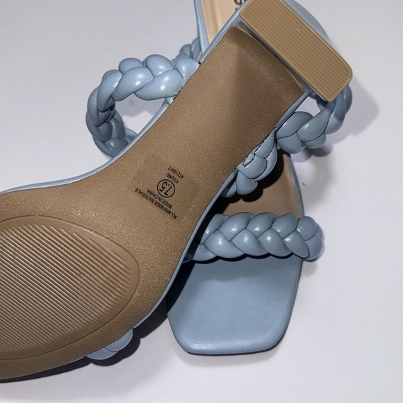 Soda Women's Braided Open Toe Double Strap Heels, Blue, 7.5 - Picture 7 of 9
